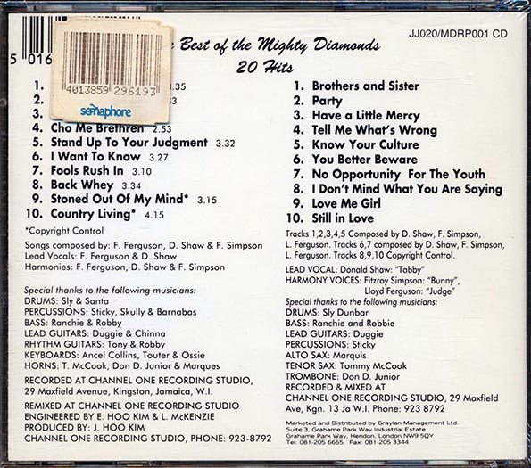 Mighty Diamonds - Best Of: 20 Hits (Tell Me What's Wrong + Stand Up To Your Judgment)