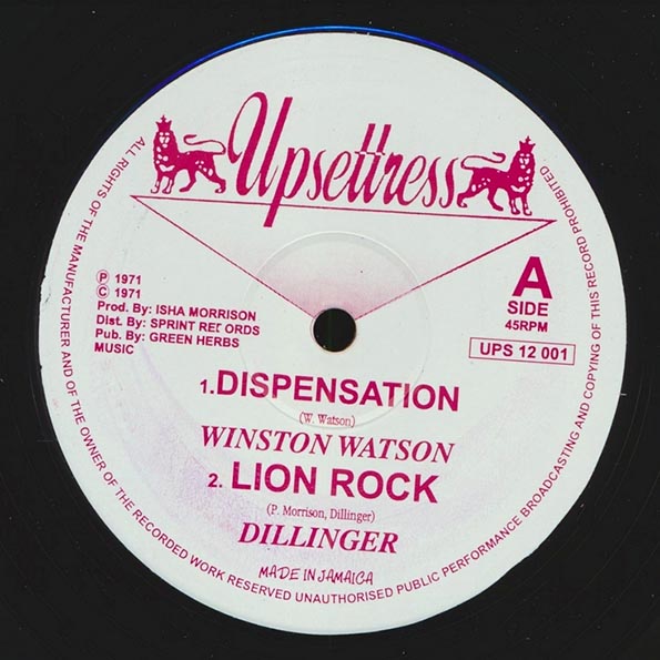 Winston Watson - Dispensation;  Dillinger - Lion Rock  /  Inamins - Rhythm Rock (Dub)