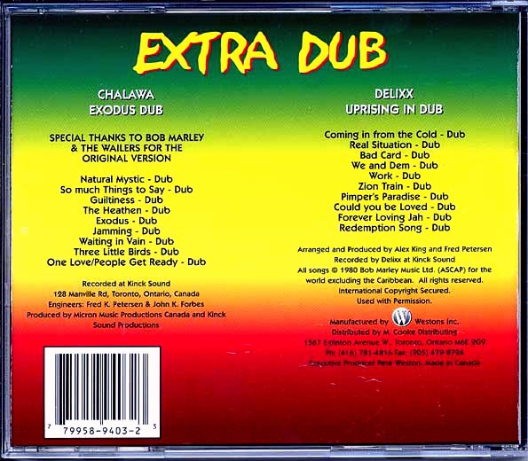 Chalawa - Exodus Dub (Bob Marley 'Exodus' Album In Dub) + Delixx 'Uprising In Dub' (2 LPs On 1 CD)