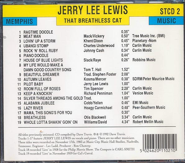 Jerry Lee Lewis - Stomper Time Records Presents: Jerry Lee Lewis, That Breathless Cat