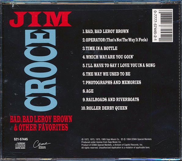 Jim Croce - Bad, Bad Leroy Brown & Other Favorites