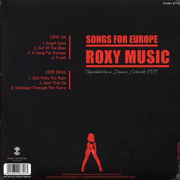 Roxy Music - Songs For Europe: Live Radio Broadcast, Rainbow Music Hall, Denver, December 4th, 1979
